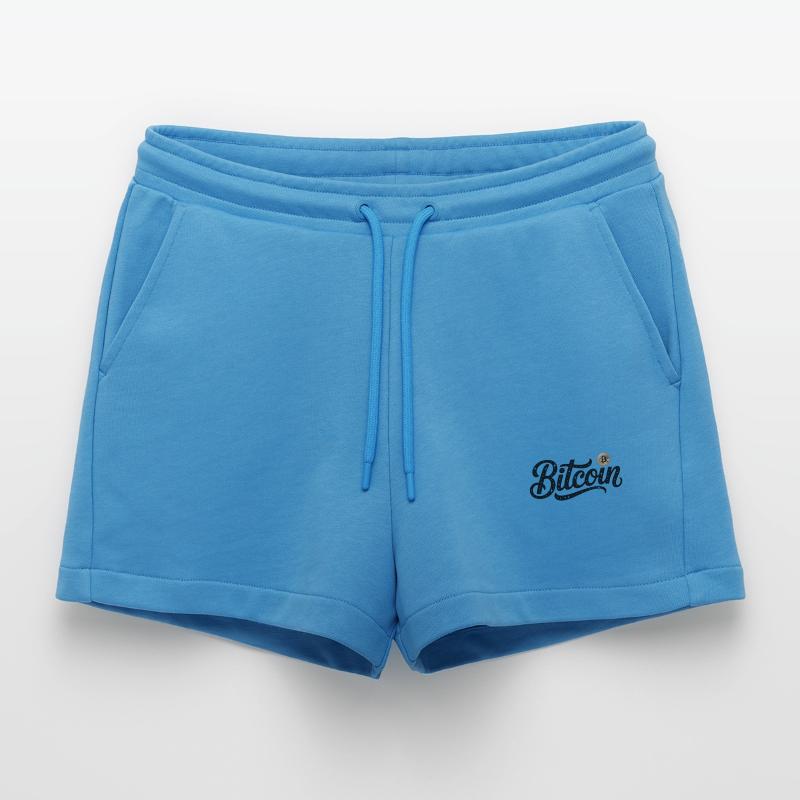 Bitcoin Logo - Crypto Coding Sticker Organic Relaxed Cropped Shorts Made in EU