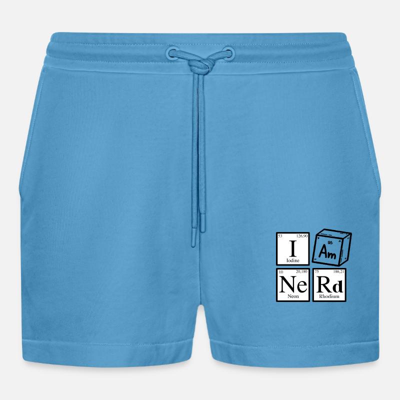 Ich bin ein Nerd - Organic Relaxed Cropped Shorts Made in EU - Sol Blue