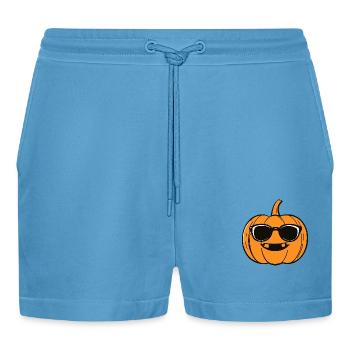 Pumpkin Halloween Autumn Cool - Organic Relaxed Cropped Shorts Made in EU -  Sol Blue - Front
