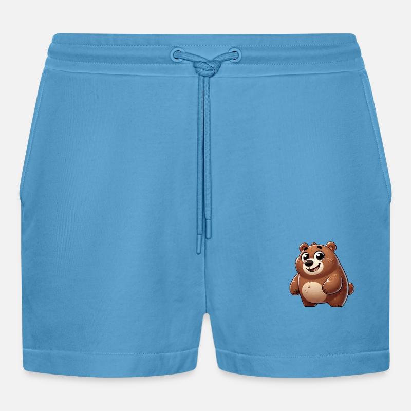Bear Comic - Organic Relaxed Cropped Shorts Made in EU -  Sol Blue