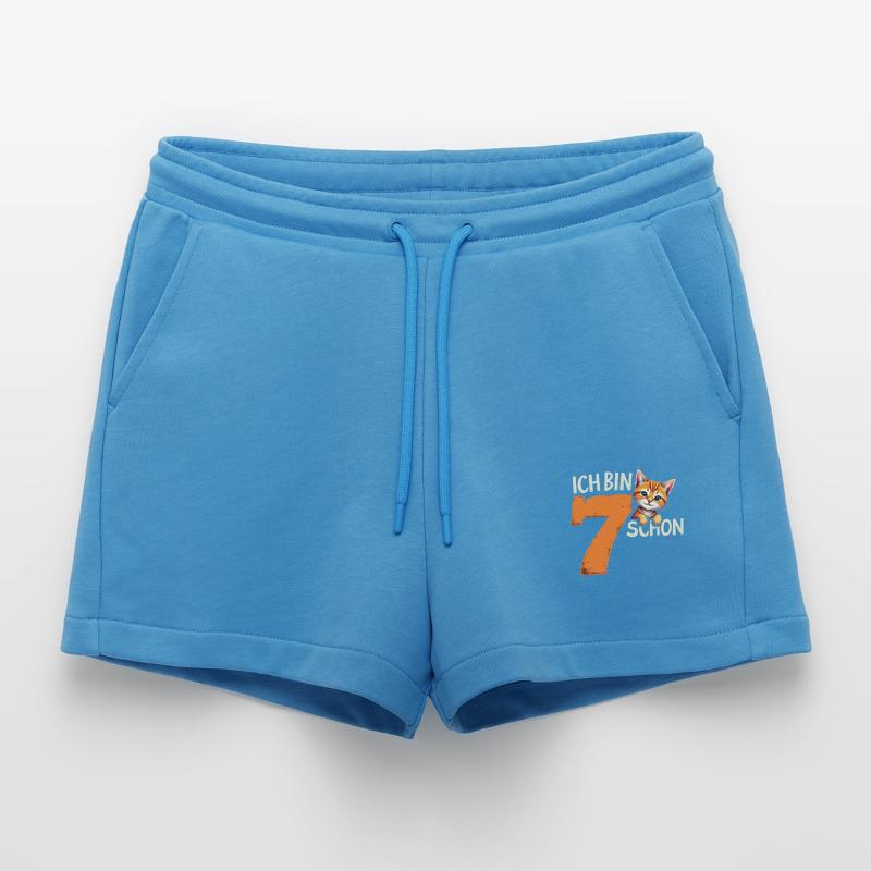 7. Geburtstag Mädchen Junge Katze Ich Bin Schon Organic Relaxed Cropped Shorts Made in EU