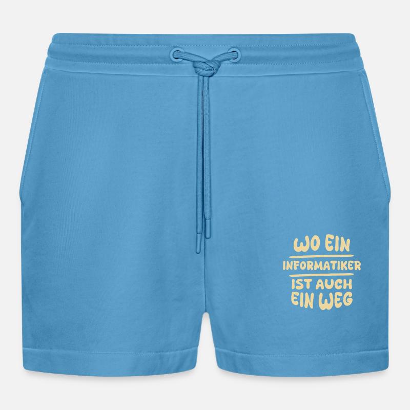 Gift for Computer Scientist - Organic Relaxed Cropped Shorts Made in EU -  Sol Blue