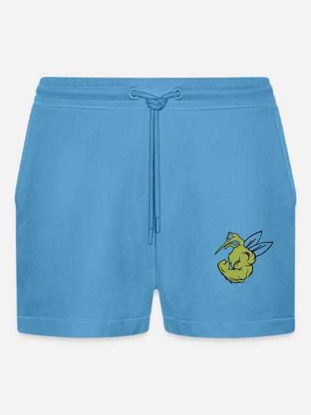 Strong Mosquito 02 - Organic Relaxed Cropped Shorts Made in EU - Sol Blue