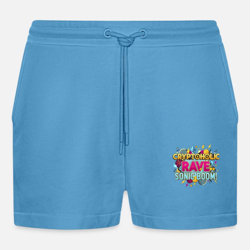 Crypto Trader Techno Kunst - Organic Relaxed Cropped Shorts Made in EU -  Sol Blue