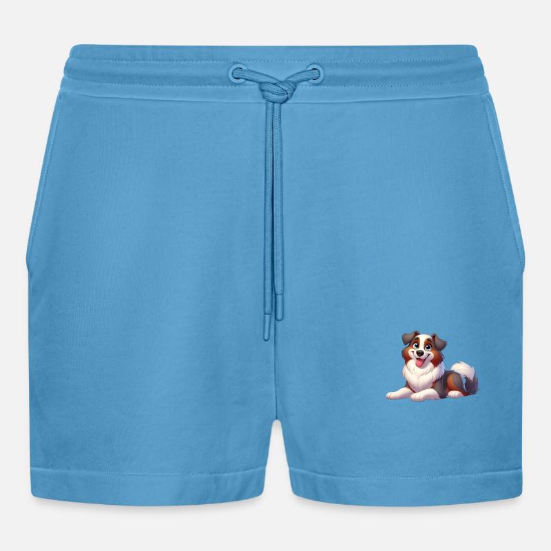 Australischer Schäferhund 2 - Organic Relaxed Cropped Shorts Made in EU -  Sol Blue