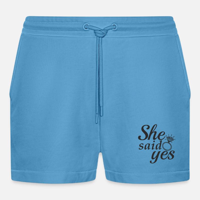 She said yes! - Organic Relaxed Cropped Shorts Made in EU -  Sol Blue