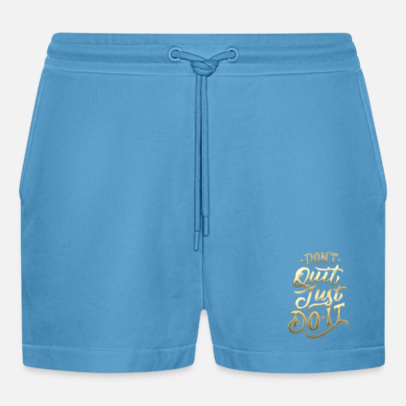 Don't Quit Gradient Script - Organic Relaxed Cropped Shorts Made in EU -  Sol Blue