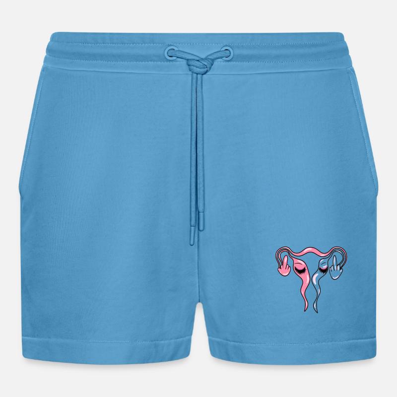 Eierstöcke / Gebärmutter mit Lashes - Organic Relaxed Cropped Shorts Made in EU -  Sol Blue