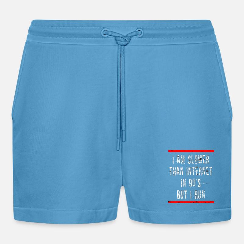 Slow Runner Running Run Gift - Organic Relaxed Cropped Shorts Made in EU -  Sol Blue