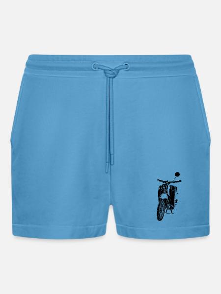 Schwalbe Moped - Organic Relaxed Cropped Shorts Made in EU - Sol Blue