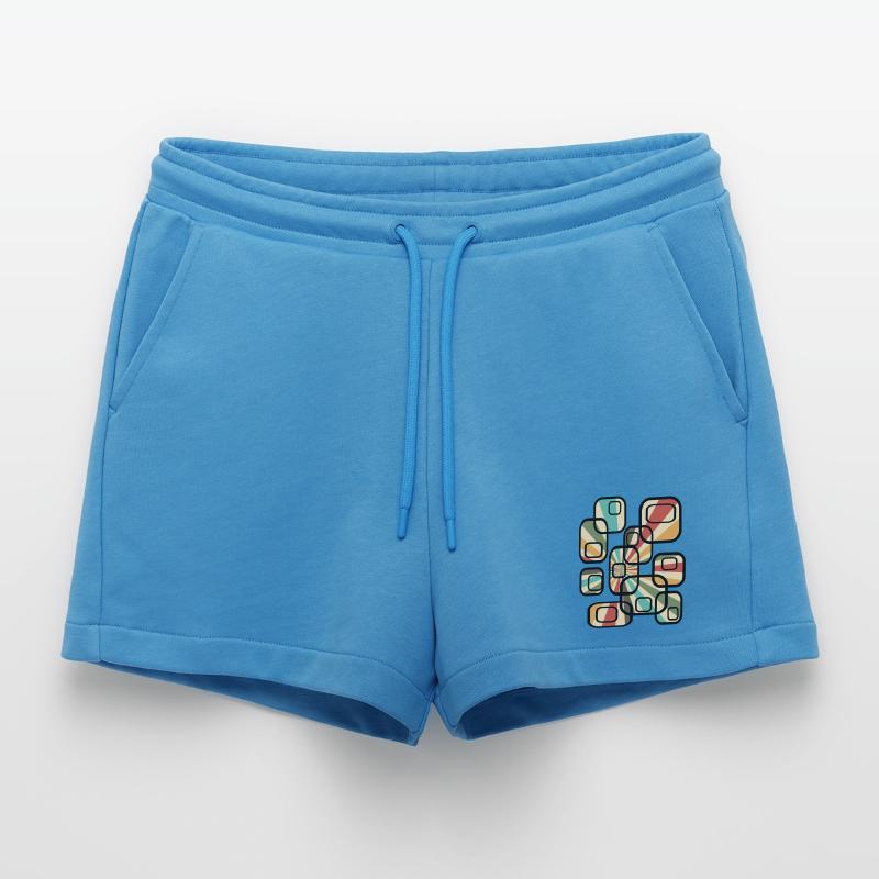 70s wallpaper pattern cuboid retro pattern Organic Relaxed Cropped Shorts Made in EU