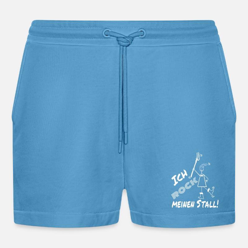 Frau Mistgabel Stall witzig - Organic Relaxed Cropped Shorts Made in EU -  Sol Blue