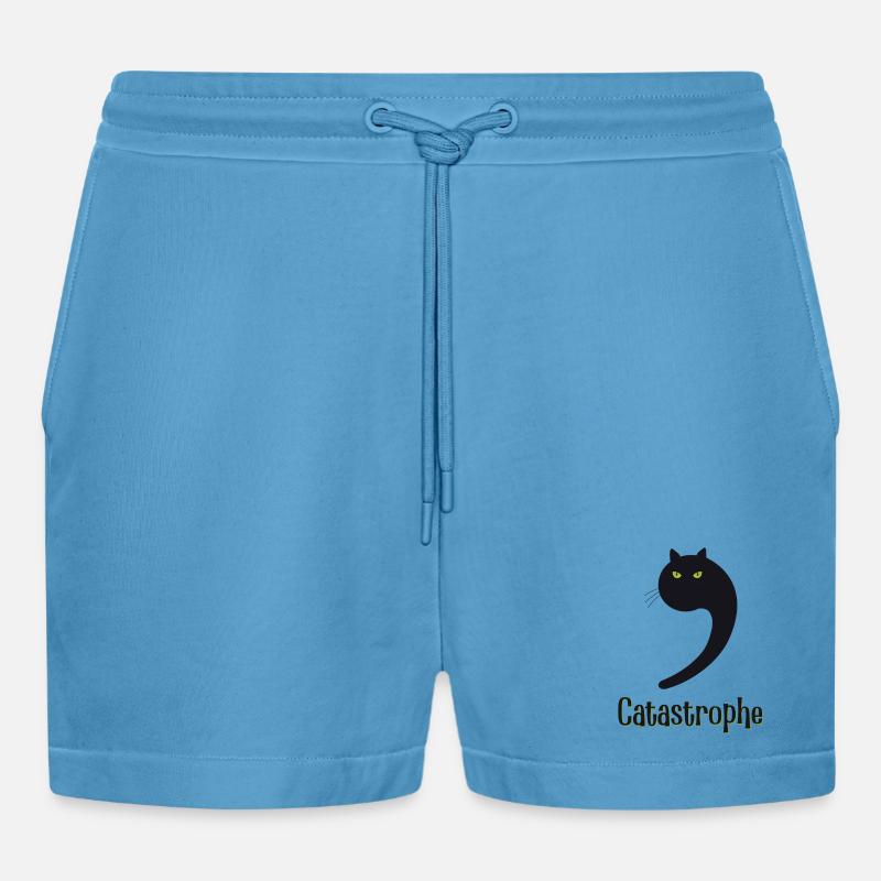 Catastrophe Katze Katzen Katastrophe - Organic Relaxed Cropped Shorts Made in EU -  Sol Blue