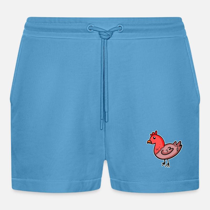 Huhn Comic - Organic Relaxed Cropped Shorts Made in EU -  Sol Blue