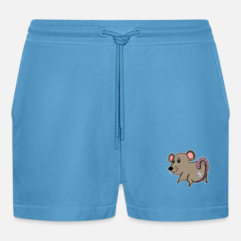 Mouse Ass - Mouse Butt - Organic Relaxed Cropped Shorts Made in EU - Sol Blue