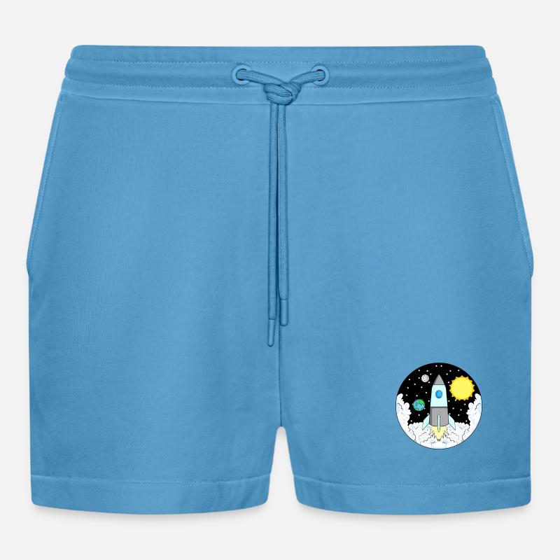 Rocket Space Space - Organic Relaxed Cropped Shorts Made in EU -  Sol Blue