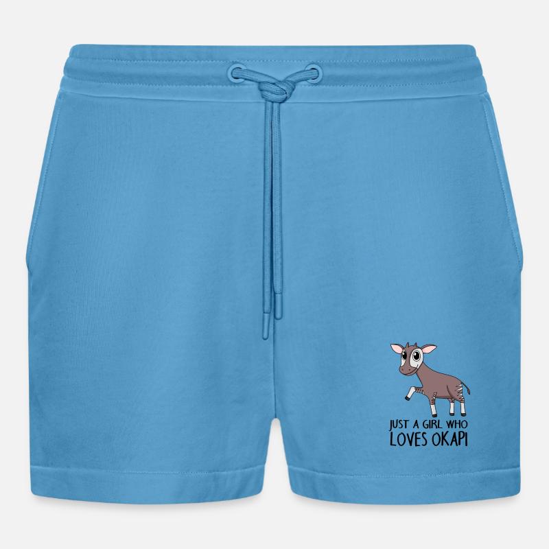 Okapi Mädchen Spruch - Organic Relaxed Cropped Shorts Made in EU -  Sol Blue