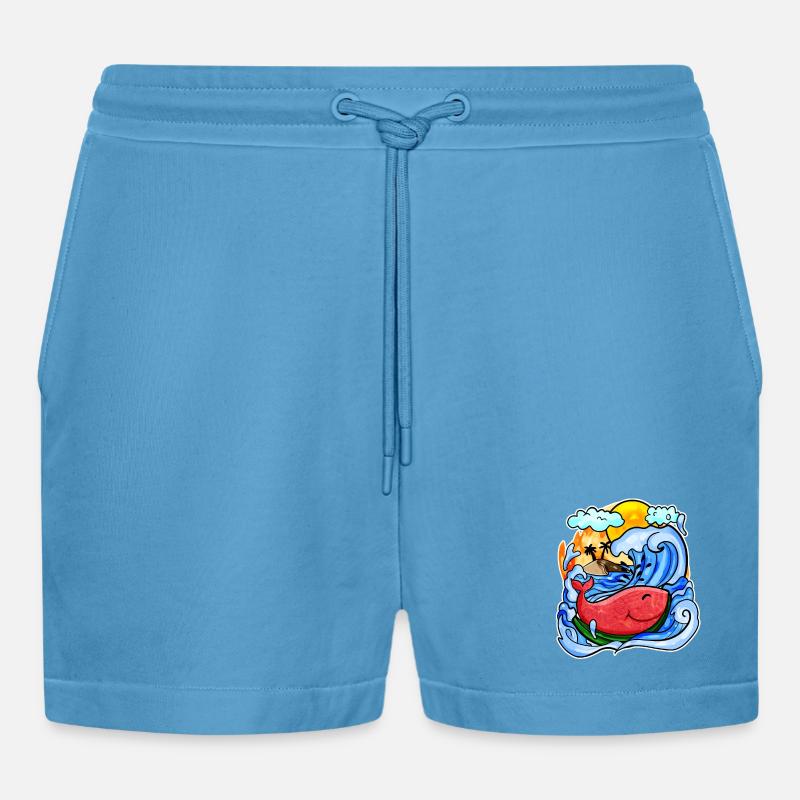 Baleine pastèque - Short bio décontracté court fabriqué en UE -  Sol Blue