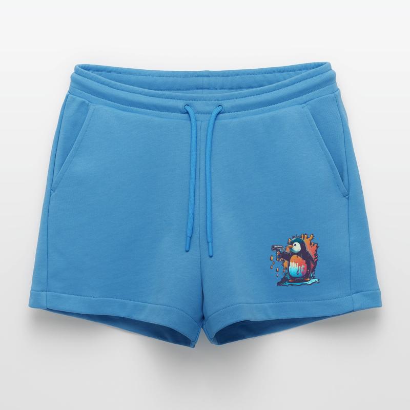 Penguin with pulled kolt Organic Relaxed Cropped Shorts Made in EU