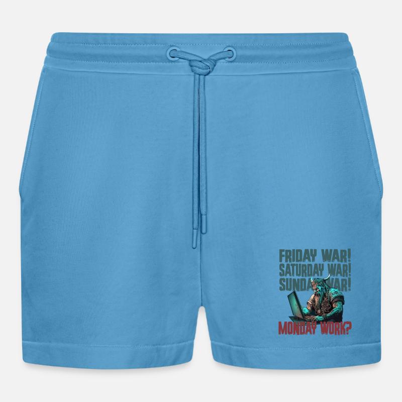 Monday work Programier-Wikinger - Organic Relaxed Cropped Shorts Made in EU -  Sol Blue
