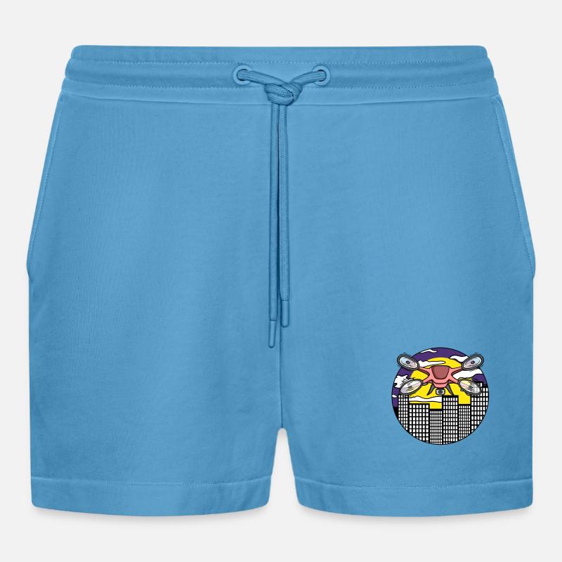 Drone Drone Drones - Organic Relaxed Cropped Shorts Made in EU -  Sol Blue
