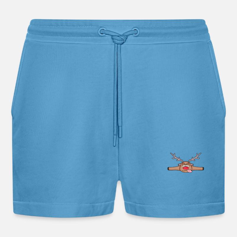 Roe deer lying down - Organic Relaxed Cropped Shorts Made in EU -  Sol Blue