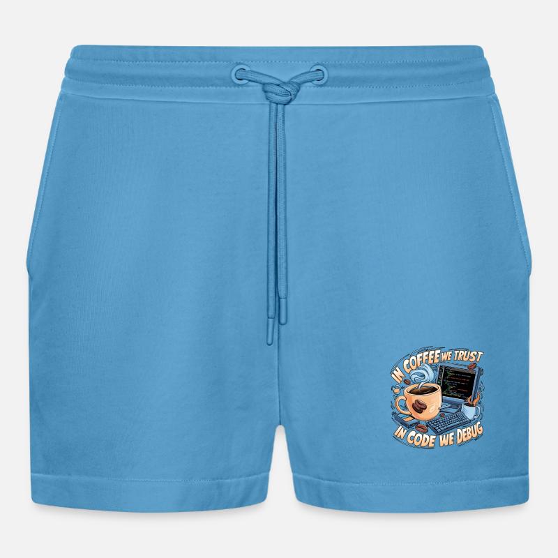 KaffeeCode Debug: In Code Wir Debuggen - Organic Relaxed Cropped Shorts Made in EU -  Sol Blue