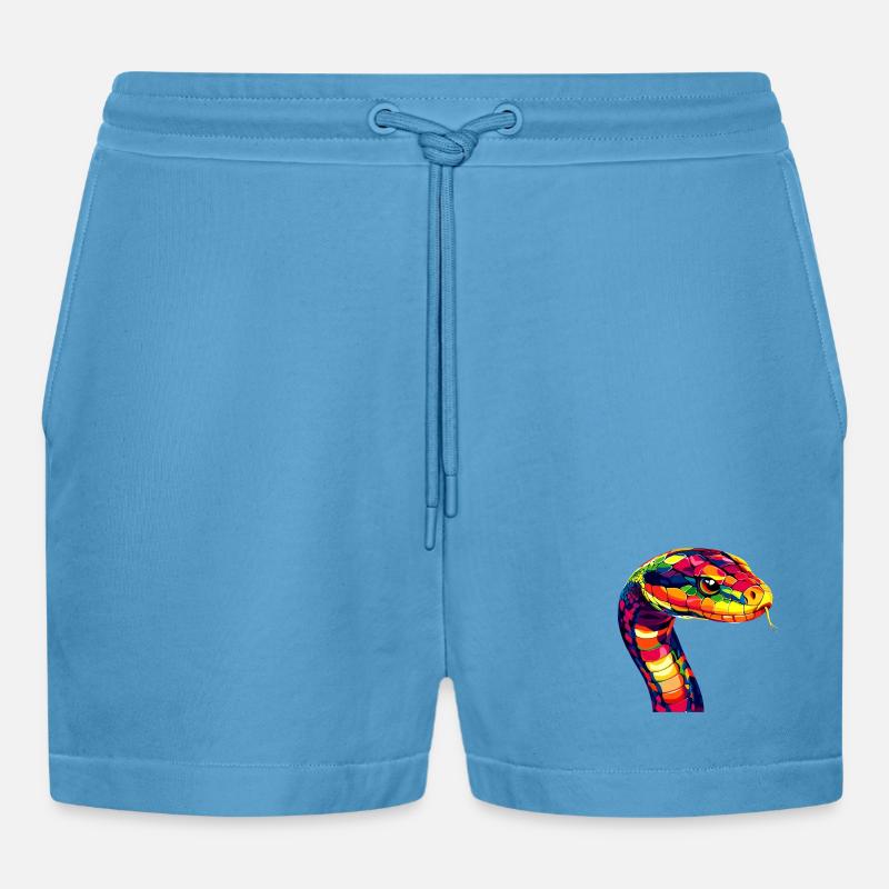 Schlange Python Kobra Mamba Klapperschlange Snake - Organic Relaxed Cropped Shorts Made in EU -  Sol Blue