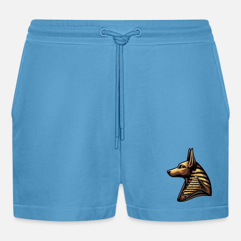 Anubis | Wächter der Gräber Ägypten - Organic Relaxed Cropped Shorts Made in EU -  Sol Blue