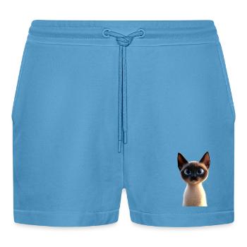 Siamkatze Siam Katze Siamese Cat Siamesen Katzen - Organic Relaxed Cropped Shorts Made in EU -  Sol Blue - Vorne