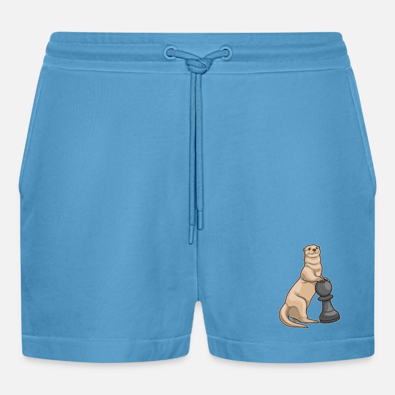 Otter Schachfigur Bauer Schach - Organic Relaxed Cropped Shorts Made in EU - Sol Blue