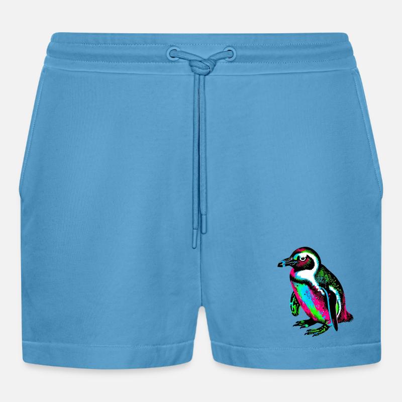 Pinguin - Organic Relaxed Cropped Shorts Made in EU -  Sol Blue