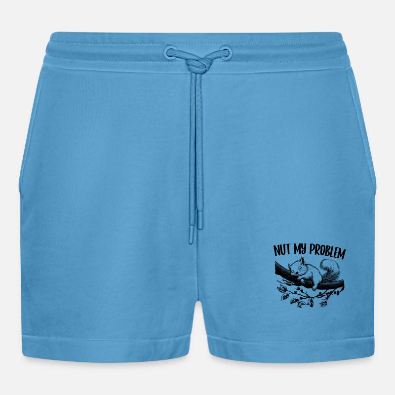 Nut My Problem Cute Squirrel Gift - Organic Relaxed Cropped Shorts Made in EU -  Sol Blue