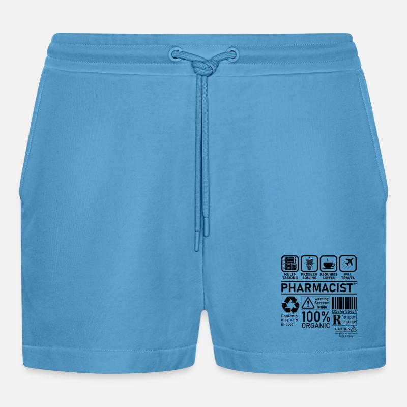 Pharmacist multi tasking problem solving - Organic Relaxed Cropped Shorts Made in EU -  Sol Blue