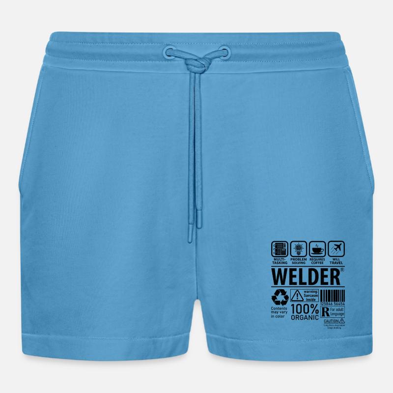 Welder multi tasking problem solving requires - Organic Relaxed Cropped Shorts Made in EU -  Sol Blue