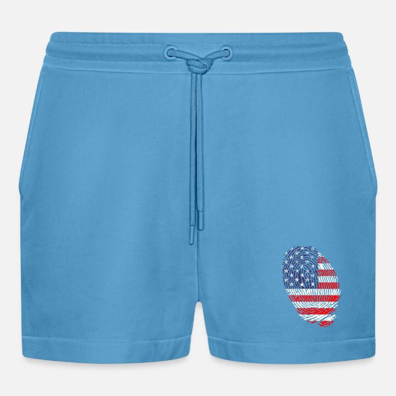 Empreintes digitales du drapeau américain - Short bio décontracté court fabriqué en UE - Sol Blue