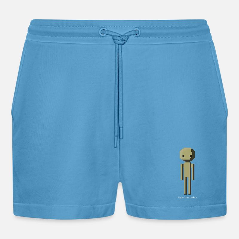 High Resolution Lustig Pixelart Männchen Geschenk - Organic Relaxed Cropped Shorts Made in EU -  Sol Blue