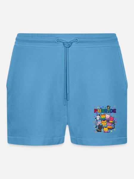 Purride LGBT Cats - Organic Relaxed Cropped Shorts Made in EU -  Sol Blue