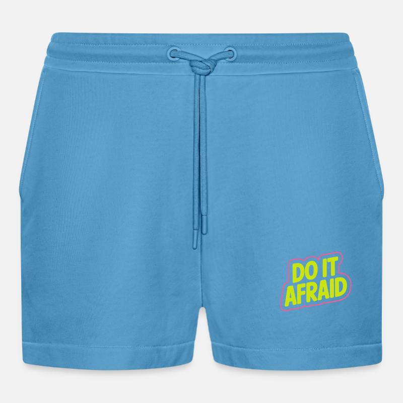 Do It Afraid Mut Weiterentwicklung Motivation - Organic Relaxed Cropped Shorts Made in EU -  Sol Blue