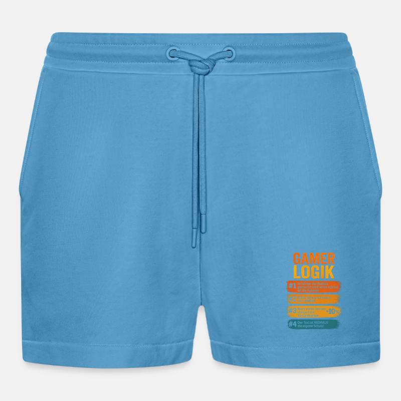 Gamer Logik Computer PC Controller Zocker - Organic Relaxed Cropped Shorts Made in EU -  Sol Blue