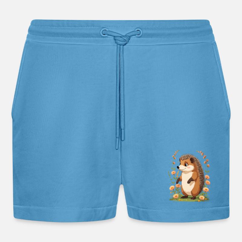 Hérisson mignon avec couronne de fleurs - Short bio décontracté court fabriqué en UE - Sol Blue
