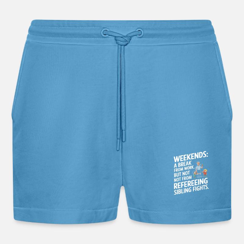 Weekend Sibling Reference Shirt - Organic Relaxed Cropped Shorts Made in EU -  Sol Blue