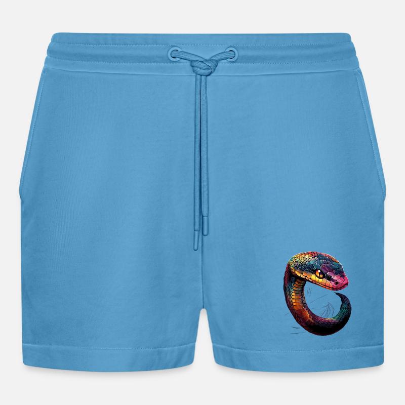 snake, python, cobra, rattlesnake, snakes - Organic Relaxed Cropped Shorts Made in EU -  Sol Blue