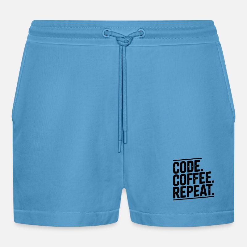 Code Coffee Repeat - Short bio décontracté court fabriqué en UE -  Sol Blue