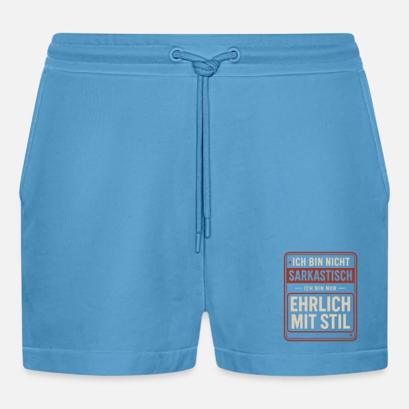 Nicht sarkastisch – ehrlich mit Stil Spruch - Organic Relaxed Cropped Shorts Made in EU - Sol Blue