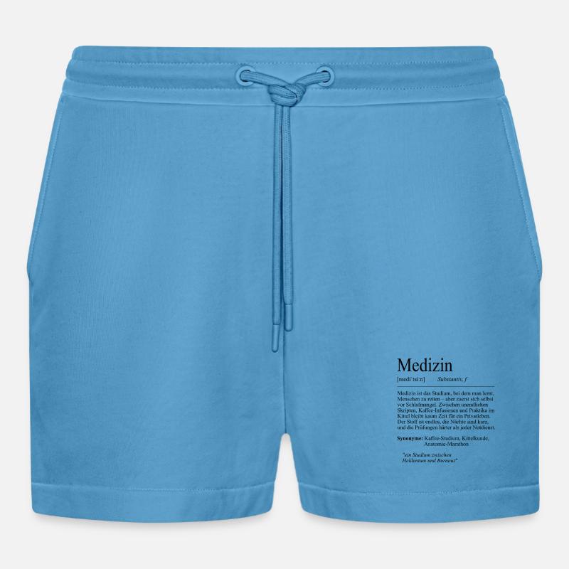 Unispruch "Medizin" Student Geschenk, Studenten - Organic Relaxed Cropped Shorts Made in EU -  Sol Blue