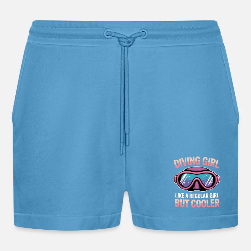 Tauchen Spruch Mädchen Lustiges Tauchen Geschenk - Organic Relaxed Cropped Shorts Made in EU -  Sol Blue