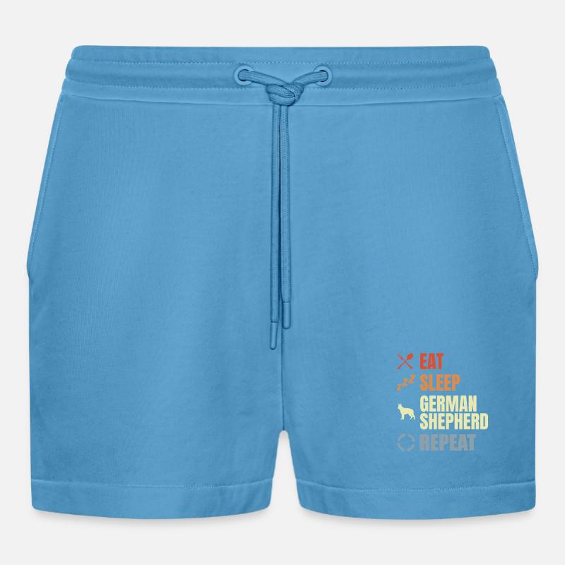 Schäferhund Routine - Organic Relaxed Cropped Shorts Made in EU -  Sol Blue