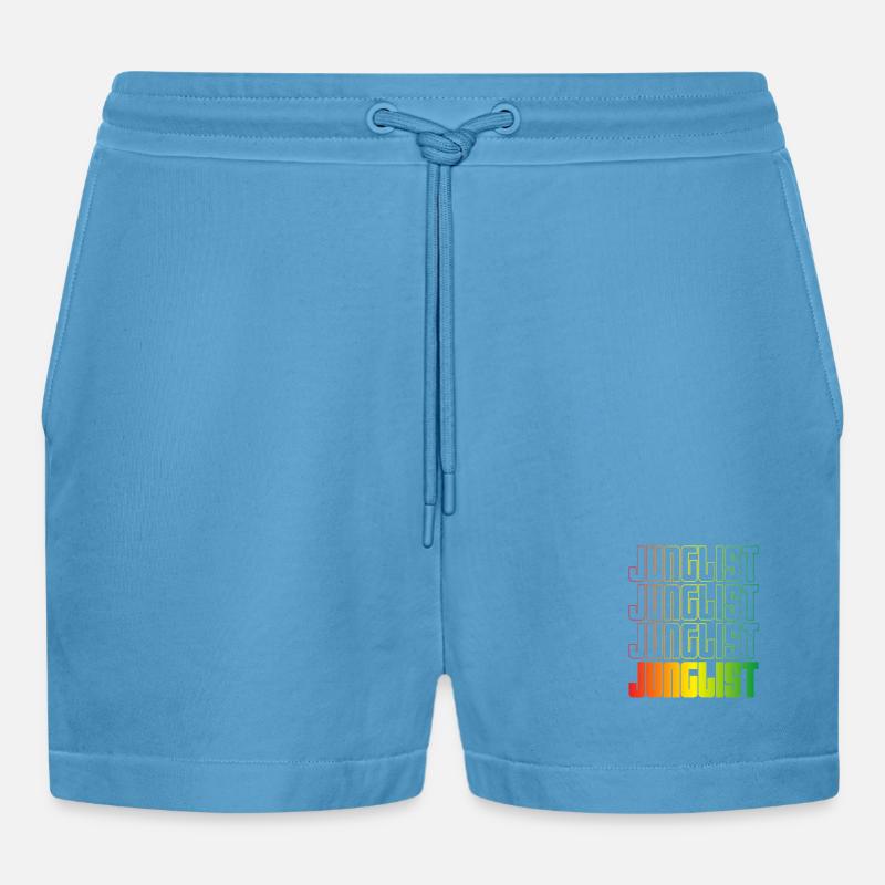 Junglist Gradient Text DNB - Organic Relaxed Cropped Shorts Made in EU -  Sol Blue