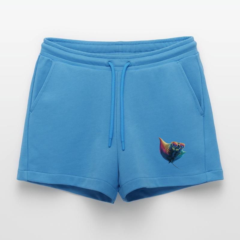 Manta Ray, Devil Ray, Stingray, Diver Organic Relaxed Cropped Shorts Made in EU
